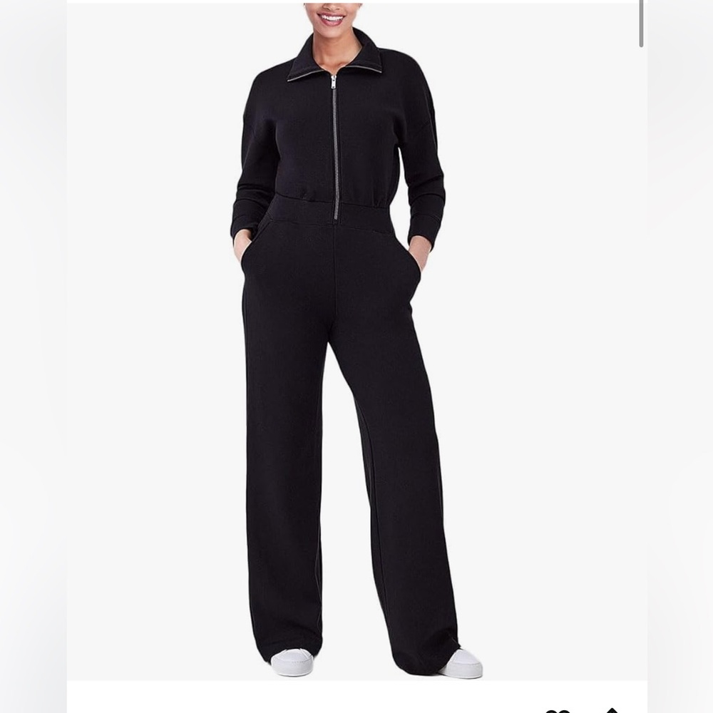 SPANX Black Wide-Leg Jumpsuit with Zip Front